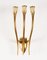 Italian Golden Brass Applique with Three-Lights by Gio Ponti, 1950s 1