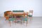 Wood & Green Skai Dining Set, 1950s, Image 1