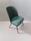 Vintage Chair with Rounded Green Synthetic Leather Back 2