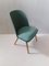 Vintage Stuhl mit abgerundeter grüner Rückenlehne aus Kunstleder 2