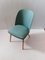 Vintage Stuhl mit abgerundeter grüner Rückenlehne aus Kunstleder 1