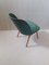 Vintage Chair with Rounded Green Synthetic Leather Back 3