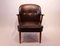 Danish Dark Brown Leather and Teak Easy Chair, 1940s 2