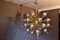 Lámpara de araña Sputnik vintage de latón y cristal de Murano plateado, Imagen 5