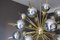 Lámpara de araña Sputnik vintage de latón y cristal de Murano plateado, Imagen 3