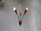 Lámpara colgante italiana de latón y aluminio rojo, años 50, Imagen 13