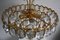 Lámpara de araña Mid-Century de latón chapado en oro y cristal, años 60, Imagen 2