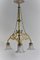 Art Nouveau Brass and Glass Ceiling Lamp, 1900s 5