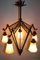 French Art Deco Wrought Iron & Glass Chandelier, 1920s, Image 3