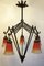 French Art Deco Wrought Iron & Glass Chandelier, 1920s 1