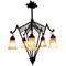 French Art Deco Wrought Iron & Glass Chandelier, 1920s, Image 2