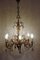 Lámpara de araña de bronce y cristal con seis puntos de luz, años 30, Imagen 8