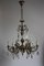 Six-Light Bronze and Crystal Chandelier, 1930s 1