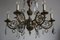 Six-Light Bronze and Crystal Chandelier, 1930s 7