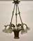 French Bronze & Glass Bouquet Chandelier, 1900s, Image 1
