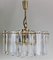 Large Mid-Century Glass and Gilt Brass Chandelier from J.T. Kalmar 1