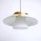 Frosted Glass and Golden Metal Pendant Lamp, 1960s, Image 2