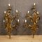 Vergoldete & gemeißelte italienische Wandlampen aus Bronze, 1920er, 2er Set 3