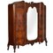 Baroque Venetian Hand-Carved Walnut & Burl Walnut Wardrobe with Mirror, 1910s, Image 1