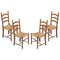 Mid-Century Turned Walnut Chiavari Chairs with Straw Seats, Set of 4 4