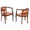 Art Nouveau Italian Carved Walnut Armchairs & Stool Set, 1900s 1