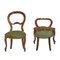 Antique Baroque Walnut & Velvet Side Chairs, Set of 2 1