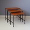 Teak and Metal Nesting Tables, 1950s, Set of 3 1