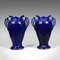 Vases Balustres en Céramique Bleus, années 80, Set de 2 3
