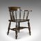 Antique English Victorian Elm Bow Back Armchair, 1900s 1