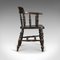 Antique English Victorian Elm Bow Back Armchair, 1900s, Image 3