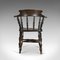 Antique English Victorian Elm Bow Back Armchair, 1900s, Image 4