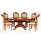 Baroque Style Hand-Carved Walnut Dining Table and Chairs, 1930s, Set of 7 1