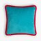 Coussin Happy Bleu Clair et Rouge de Lo Decor 1