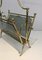 French Brass Neoclassical Magazine Rack with Glass Panels, 1960s 2