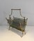 French Brass Neoclassical Magazine Rack with Glass Panels, 1960s 1