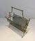 French Brass Neoclassical Magazine Rack with Glass Panels, 1960s 14