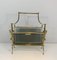 French Brass Neoclassical Magazine Rack with Glass Panels, 1960s 8