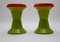 Tabourets en Plastique Rouge et Vert de Gigaplast, Italie, 1970s, Set de 2 1