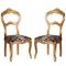 19th Century Italian Walnut Giltwood Side Chairs, Set of 2 1
