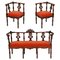 19th-Century Carved Walnut Lounge Set from Testolini Salviati, 1900s, Set of 3, Image 1