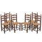 Walnut Chairs with Straw Seats, 1930s, Set of 6, Image 4