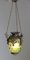 Antique French Brass Hall Lantern with Original Green Glass Shade, 1900s 7