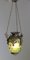 Antique French Brass Hall Lantern with Original Green Glass Shade, 1900s, Image 7