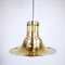 Vintage Glass & Golden Metal Pendant Lamp, 1960s, Image 1
