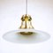 Vintage Glass & Golden Metal Pendant Lamp, 1960s, Image 3