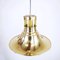 Vintage Glass & Golden Metal Pendant Lamp, 1960s, Image 5