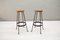 Mid-Century Iron and Wood Bar Stools, 1960s, Set of 2 2