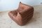 Canapé d'Angle Togo Vintage en Cuir Marron par Michel Ducaroy pour Ligne Roset 4