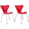 Chaises 3107 Butterfly Rouges par Arne Jacobsen, 1955, Set de 2 1