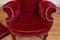 Upholstered Red Velour Wing Back Armchair, 1920s, Image 8